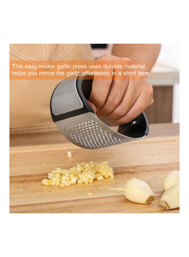مكبس ثوم من الستانلس ستيل أسود/فضي 5.5x7.5x0.09سم - Image 2
