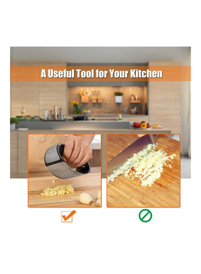 مكبس ثوم من الستانلس ستيل أسود/فضي 5.5x7.5x0.09سم - Image 3