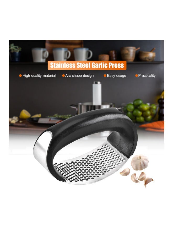 مكبس ثوم من الستانلس ستيل أسود/فضي 5.5x7.5x0.09سم - Image 5