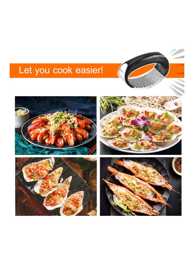 مكبس ثوم من الستانلس ستيل أسود/فضي 5.5x7.5x0.09سم - Image 4