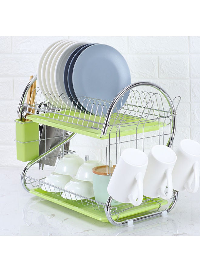 2-Tier Dish Drying Rack With Removable Drain Board Silver 41.50 x 14.00 x 25.50cm - Image 3
