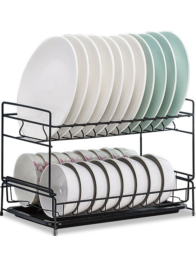 Generic - 2-Tier Dish Drying Rack With Removable Drain Board Black 36.50 x 10.00 x 24.00cm - Image 1