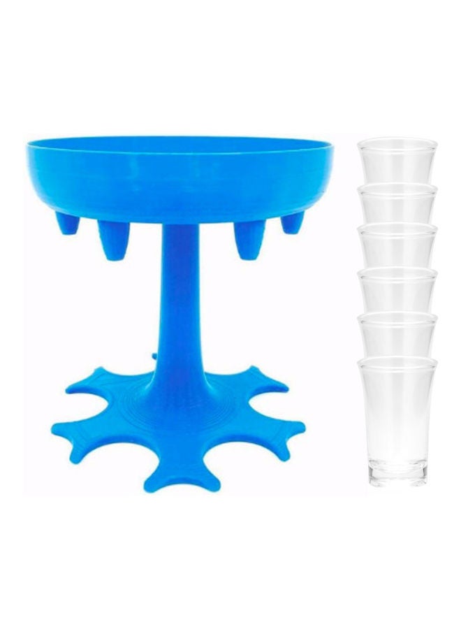 Generic - Shot Glass Dispenser with 6-Piece Set Of Cup Blue 20 x 10 x 20cm - Image 1