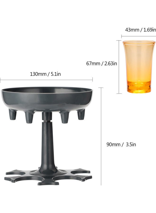 Upgrade 6 Shot Glass Dispenser with 6-Pieces Set Of Cups Grey 20.00 x 10.00 x 20.00cm
