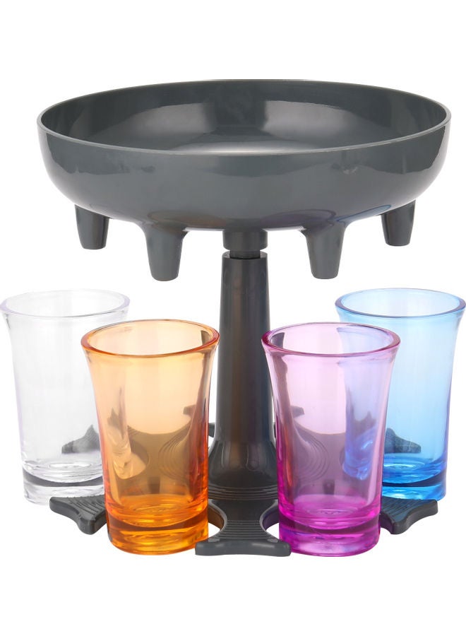 Upgrade 6 Shot Glass Dispenser with 6-Pieces Set Of Cups Grey 20.00 x 10.00 x 20.00cm