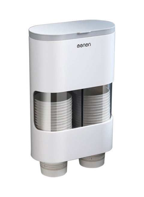 Double Tube Disposable Cups Dispenser Automatic Remover Holder for Cone or Flat Bottom Cups Grey 26.70 x 12.20 x 18.50cm