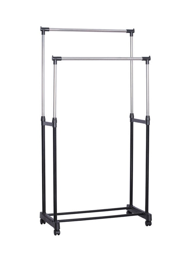 Sharpdo Home Simple Assembly Double Pole Drying Rack Black/Silver 68x38x140cm - Image 1