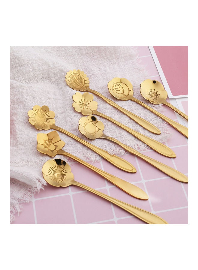 8-Piece Flower Design Spoon Gold - Image 3