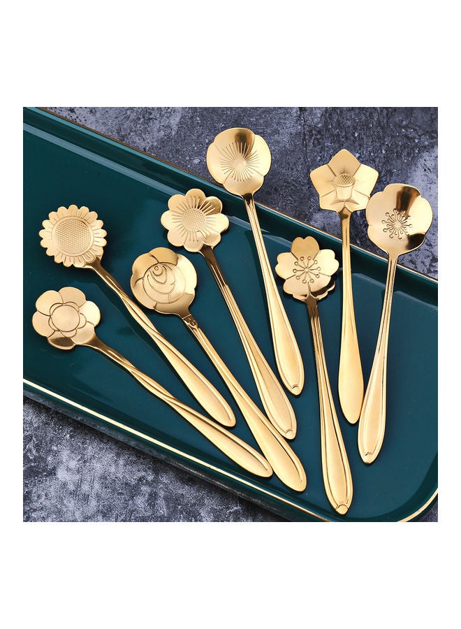 8-Piece Flower Design Spoon Gold - Image 4