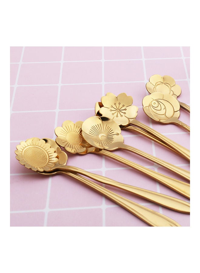 8-Piece Flower Design Spoon Gold - Image 5