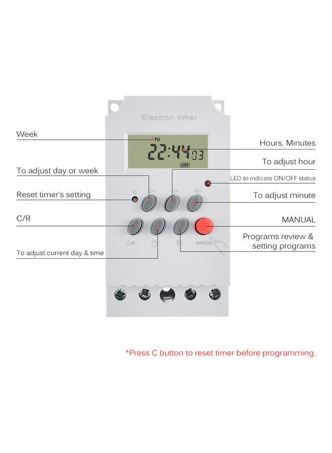 Generic - Electron Timer With LCD Display Clock White 15x7x12cm - Image 1
