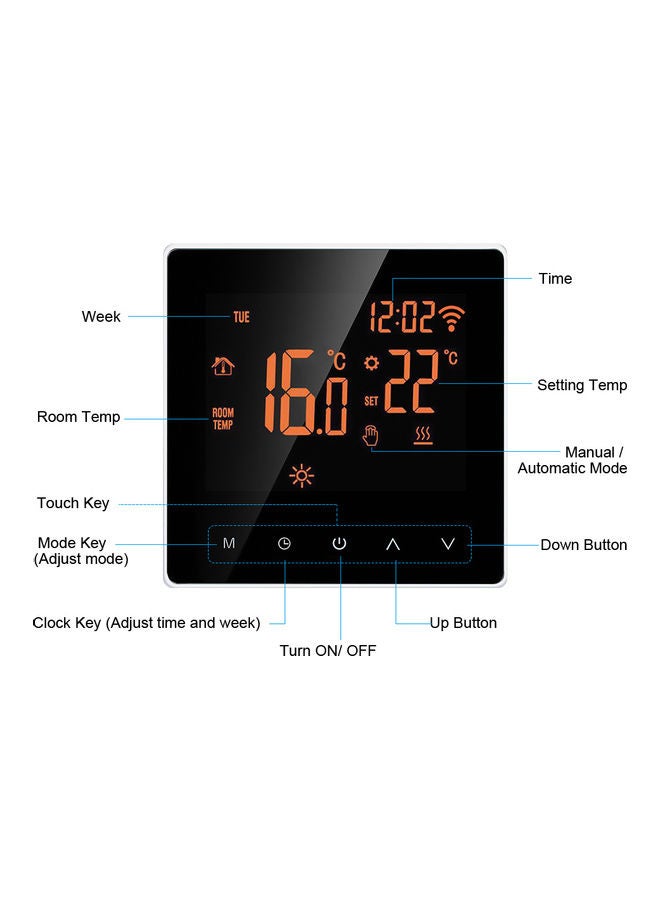 Touchscreen Digital Temperature Controller Black 14.50X6.50X9.50cm