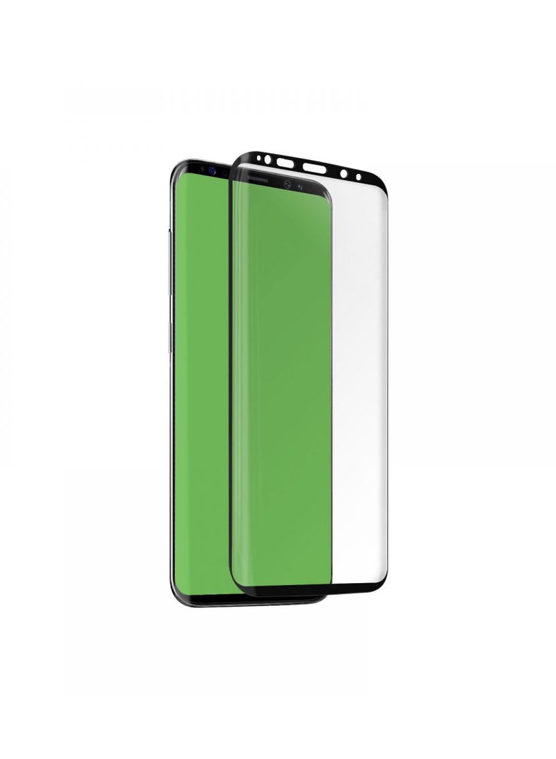لاصقة حماية للشاشة 4D لهاتف سامسونج جالاكسي S9 بلس طراز Tescreen4Dsas9Pk، لون شفاف أسود