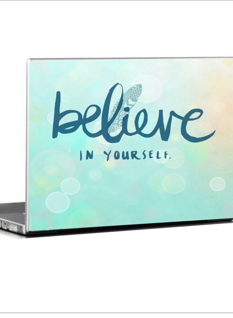 بي.بي أوريجنال ديزاين - غطاء حماية واق بتصميم عبارة "Believe In Your Self" للابتوب مقاس 15.6 بوصة أزرق - Image 1