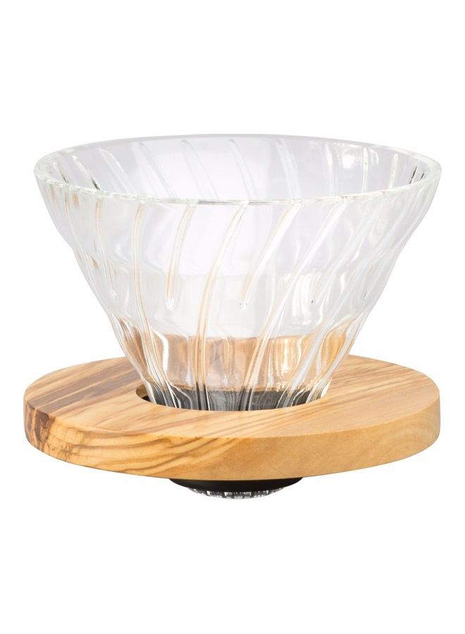 Glass Coffee Dripper  With Wooden Base clear 2ml