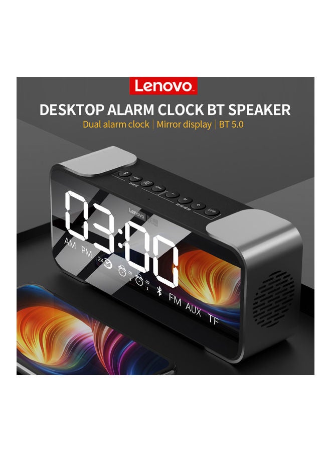 Lenovo - Portable Bluetooth Speaker With Dual Alarm Display Black/Black - Image 1