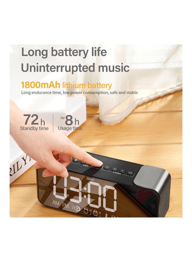 Lenovo - Portable Bluetooth Speaker With Dual Alarm Display Black/Black - Image 1