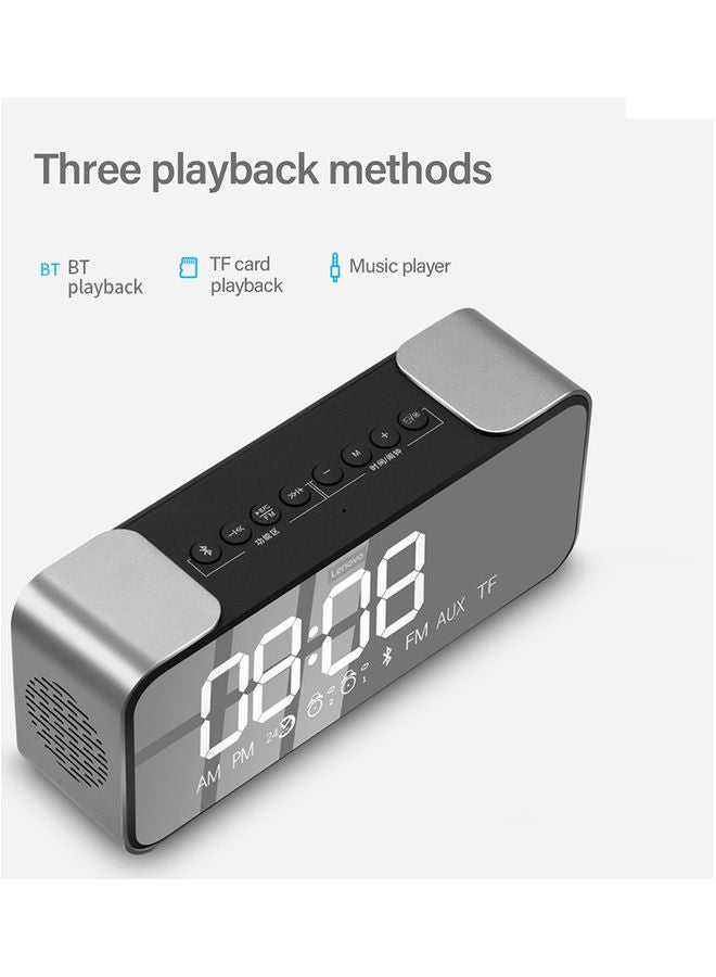 Lenovo - Portable Bluetooth Speaker With Dual Alarm Display Black/Black - Image 1