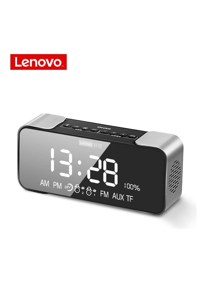 Lenovo - Portable Bluetooth Speaker With Dual Alarm Display Black/Black - Image 1