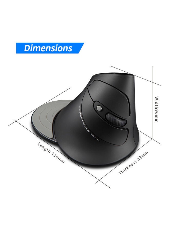 ZELOTES - Wireless Vertical Mouse Black - Image 1