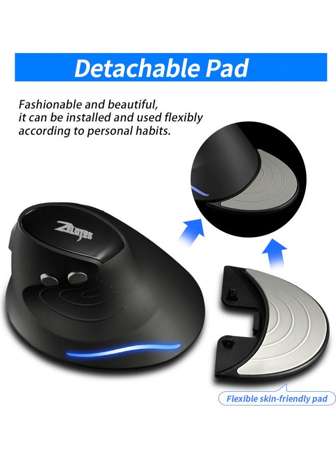 ZELOTES - Wireless Vertical Mouse Black - Image 1