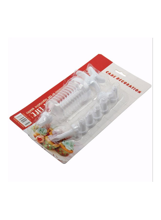 AMERTEER - 7-Piece Cake Decoration Piping Icing Nozzle Set With Injector White 18 x 5cm - Image 1