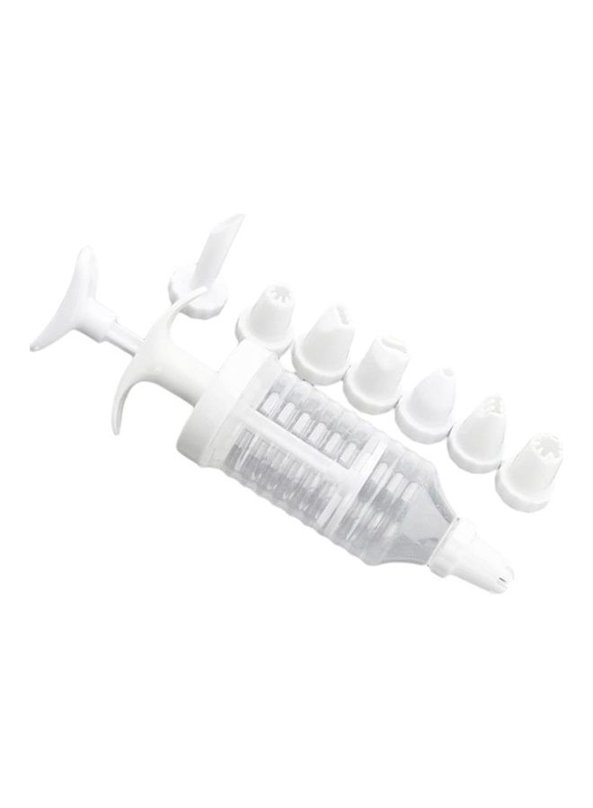 AMERTEER - 7-Piece Cake Decoration Piping Icing Nozzle Set With Injector White 18 x 5cm - Image 1