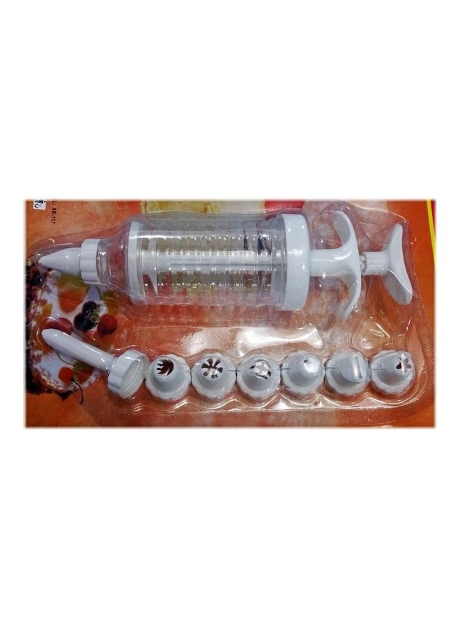 AMERTEER - 7-Piece Cake Decoration Piping Icing Nozzle Set With Injector White 18 x 5cm - Image 1