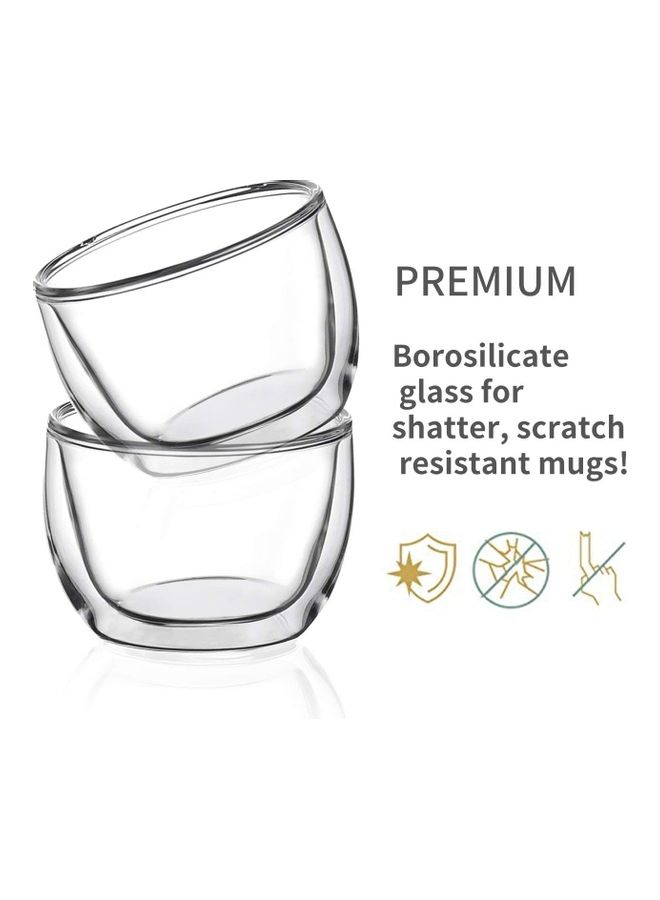 XiuWoo Set Of 2 Double Walled Espresso Glasses With Handle multicolour - Image 3