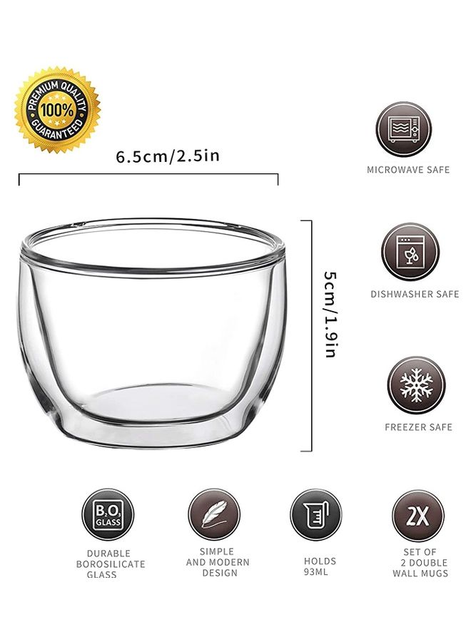 XiuWoo Set Of 2 Double Walled Espresso Glasses With Handle multicolour - Image 2