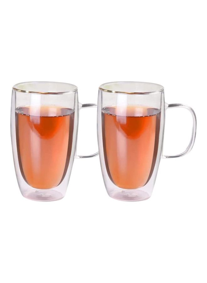 XiuWoo Set of 2 Double Wall Glass Mugs Coffee Cups multicolour 450mm - Image 1