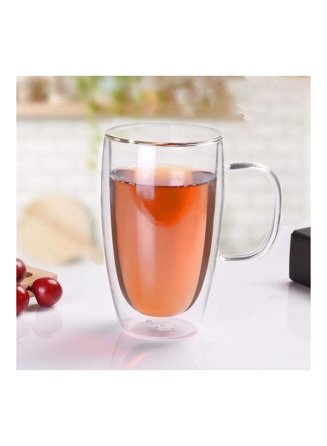 XiuWoo Set of 2 Double Wall Glass Mugs Coffee Cups multicolour 450mm - Image 2