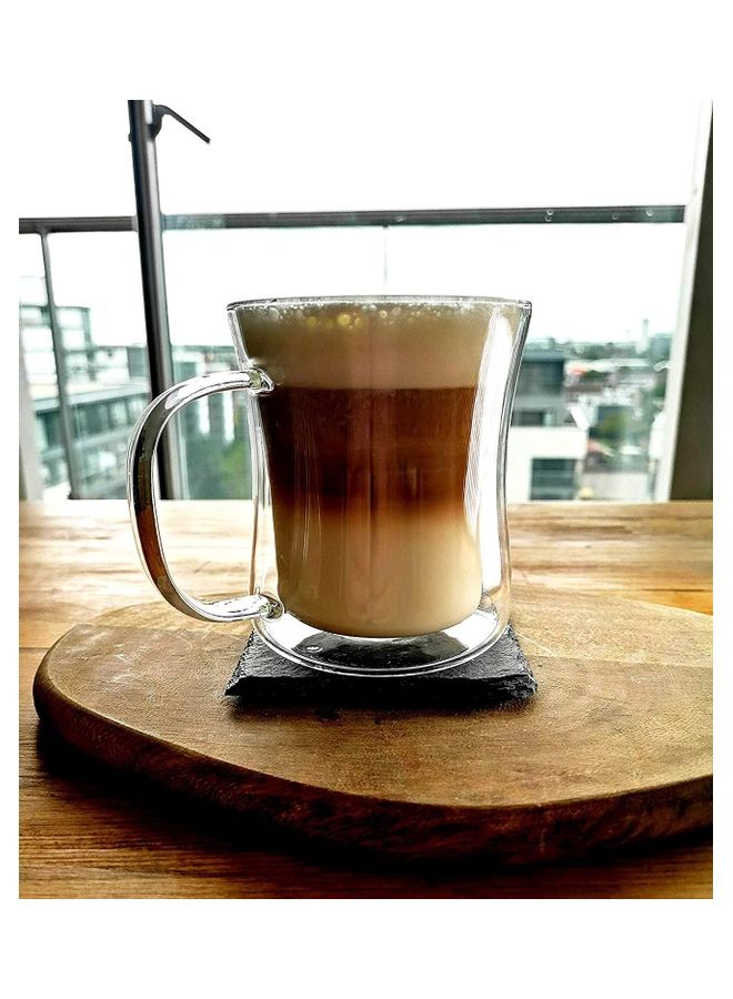 شو وو أكواب بتصميم مجات بجدار مزدوج مقاومة للحرارة من زجاج البوروسيليكات بسعة 420 مل من قطعتين متعدد الألوان 420مم - Image 2