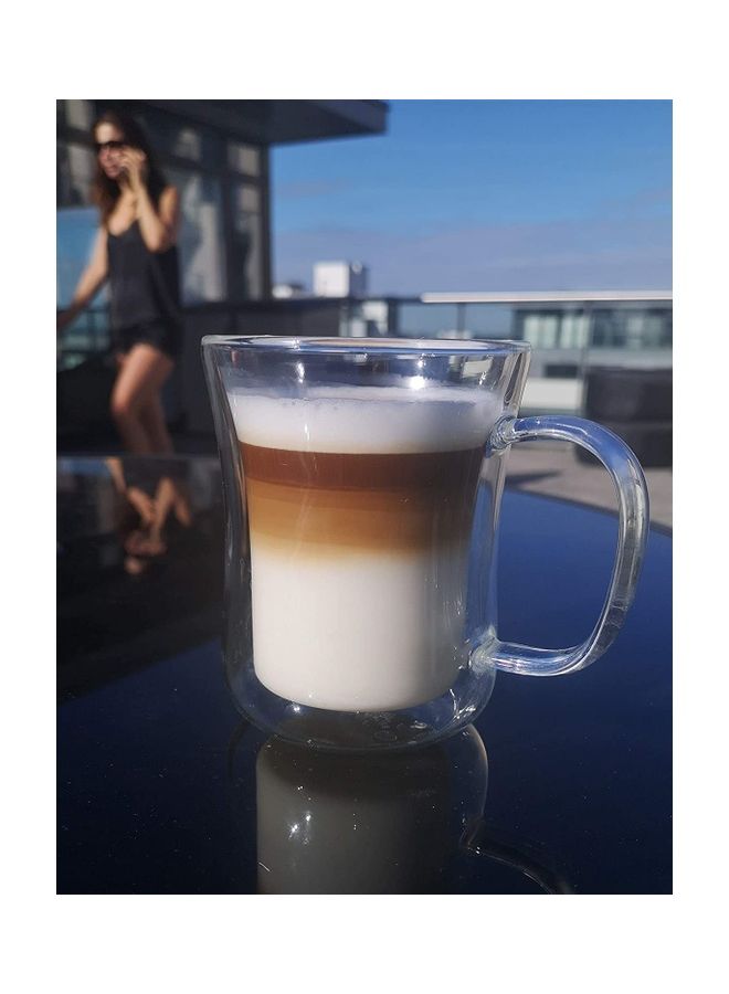 شو وو أكواب بتصميم مجات بجدار مزدوج مقاومة للحرارة من زجاج البوروسيليكات بسعة 420 مل من قطعتين متعدد الألوان 420مم - Image 3