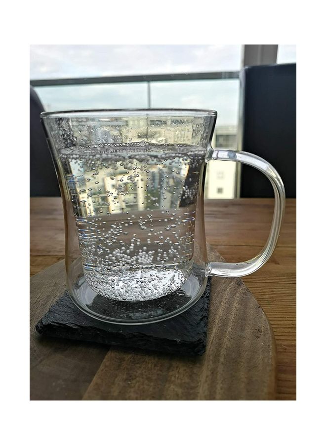 شو وو أكواب بتصميم مجات بجدار مزدوج مقاومة للحرارة من زجاج البوروسيليكات بسعة 420 مل من قطعتين متعدد الألوان 420مم - Image 4