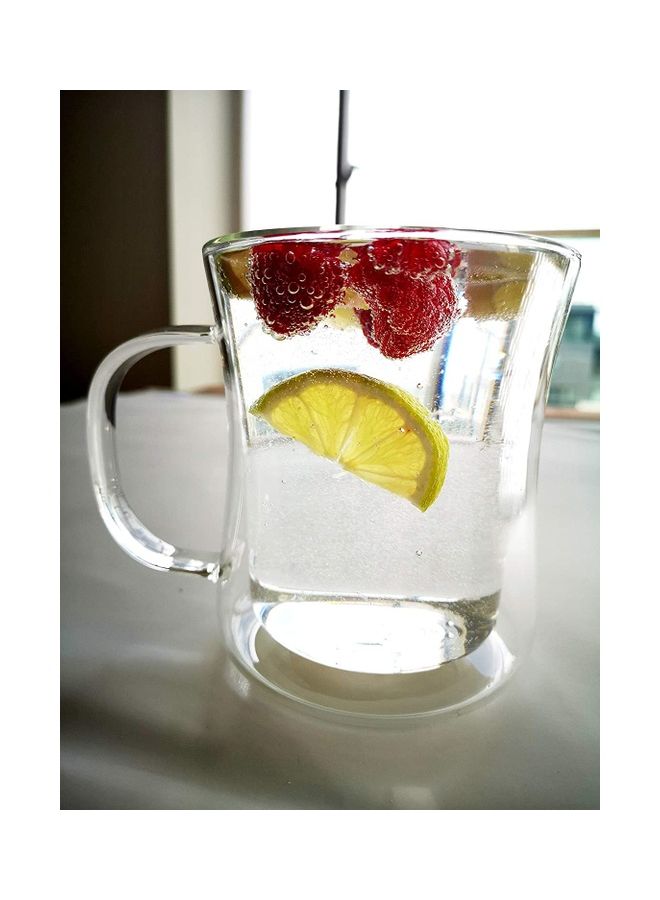 شو وو أكواب بتصميم مجات بجدار مزدوج مقاومة للحرارة من زجاج البوروسيليكات بسعة 420 مل من قطعتين متعدد الألوان 420مم - Image 5