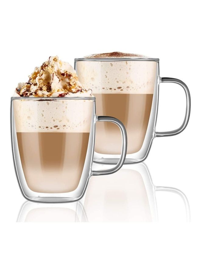 XiuWoo Double Walled Coffee Glasses Mugs multicolour 350mm - Image 1