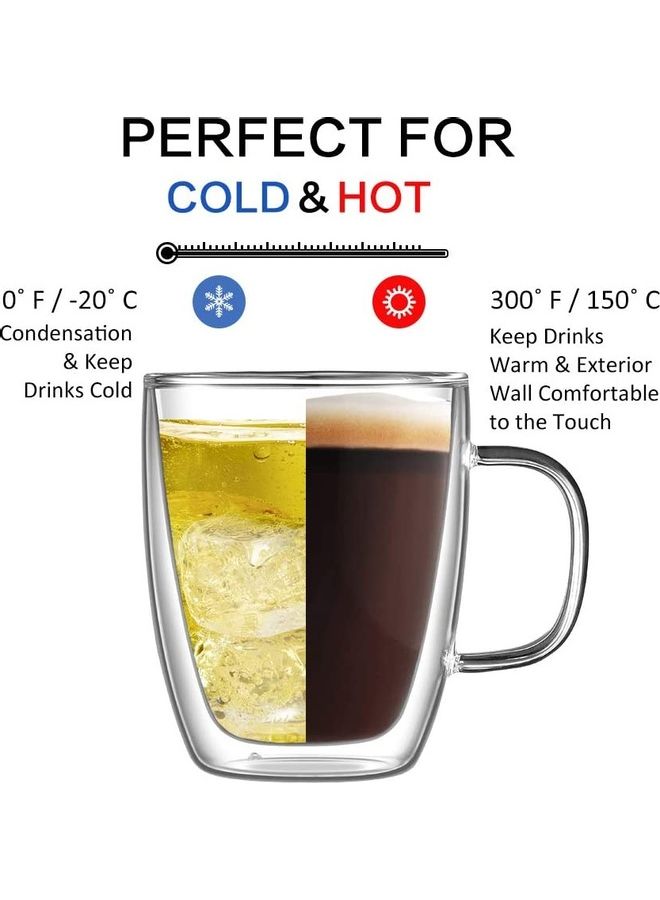 XiuWoo Double Walled Coffee Glasses Mugs multicolour 350mm - Image 2