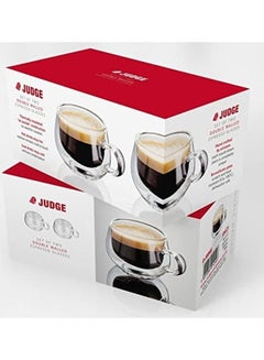 XiuWoo Set of 2 Double Walled Glass Small Coffee Cups With Handle multicolour 75mm  - Image 3