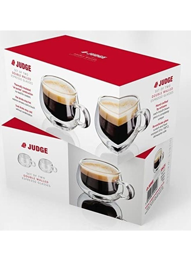 شو وو مجموعة أكواب قهوة زجاجية صغيرة الحجم بجدار مزدوج مع مقبض من قطعتين متعدد الألوان 75مم - Image 3