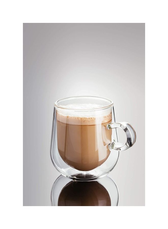 XiuWoo - Set of 2 Double Walled Glass Small Coffee Cups With Handle multicolour 275mm - Image 1