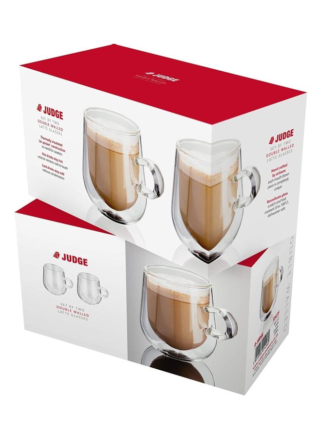 XiuWoo - Set of 2 Double Walled Glass Small Coffee Cups With Handle multicolour 275mm - Image 1