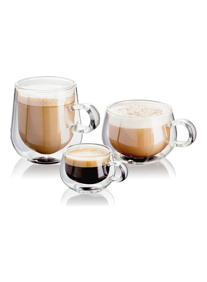 XiuWoo - Set of 2 Double Walled Glass Small Coffee Cups With Handle multicolour 275mm - Image 1