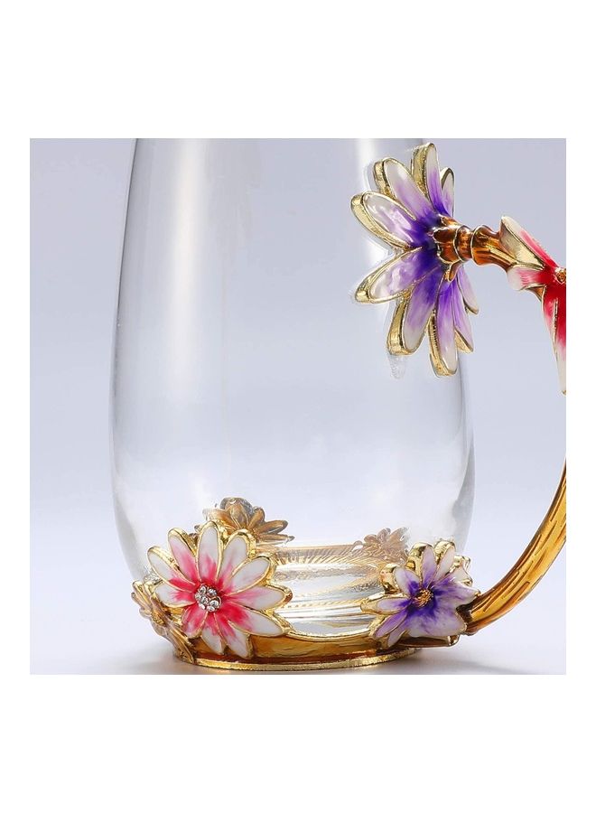 XiuWoo Designer Glass Tea Cup With Steel Spoon Set multicolour 320mm  - Image 4