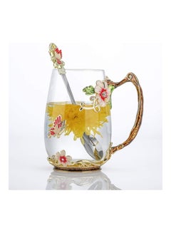 XiuWoo Designer Glass Cup With Steel Spoon Set multicolour  - Image 1