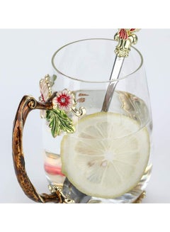 XiuWoo Designer Glass Cup With Steel Spoon Set multicolour  - Image 4