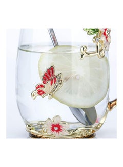 XiuWoo Designer Glass Cup With Steel Spoon Set multicolour  - Image 5