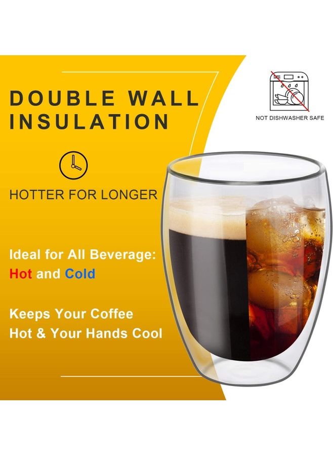 شو وو طقم أكواب قهوة من الزجاج بجدار مزدوج من 4 قطع متعدد الألوان 350مم - Image 5