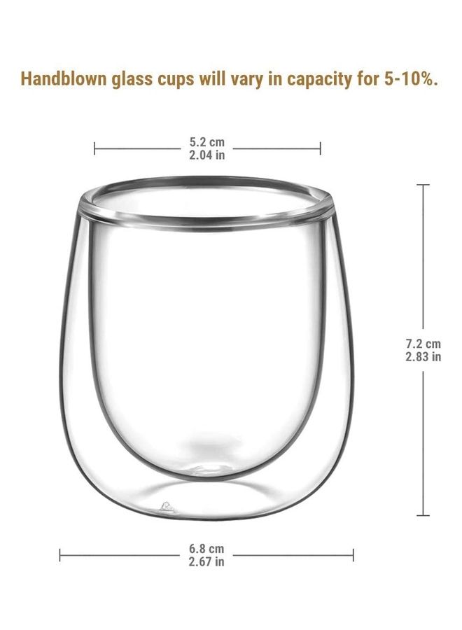 XiuWoo 2 Pieces Double Walled Coffee Glasses Mugs multicolour 120mm - Image 2