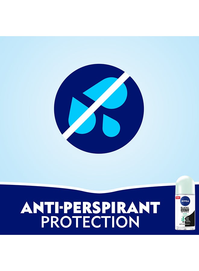 Nivea Black And White Invisible Clean, Antiperspirant For Women, Roll-On 50ml - Image 3